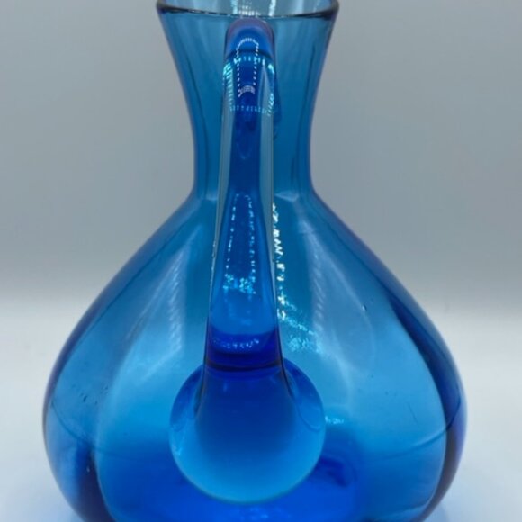 Vintage Rainbow Glass #797 Optic Blue Pitcher 60's - Picture 5 of 11